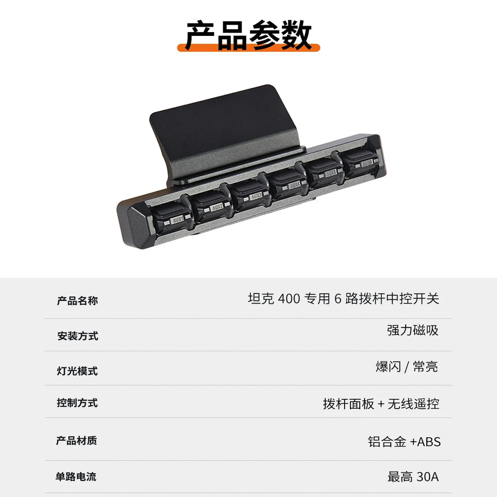 Car Six-Way Wireless Switch Modified LED Spotlight Center Console 6Way Wireless Aircraft Lever Switch For GWM Tank 400 2023-2026 — view 5