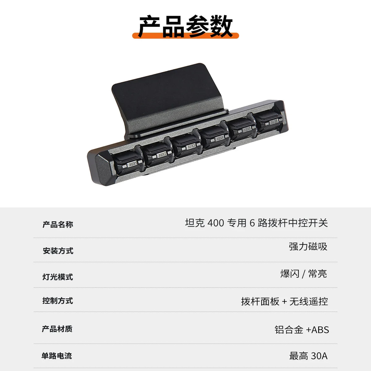 Car Six-Way Wireless Switch Modified LED Spotlight Center Console 6Way Wireless Aircraft Lever Switch For GWM Tank 400 2023-2026 — view 5