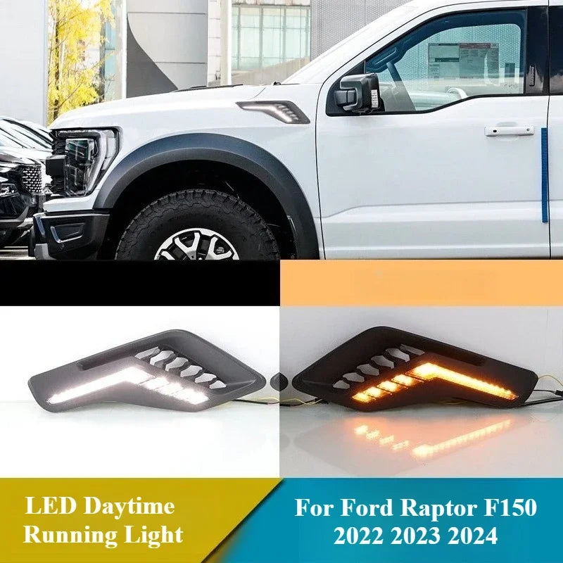 Car Wheel Eyebrow Light Led Front Fender Light DRL Daytime Running Lamp Dynamic Turn Signal For Ford Raptor F150 F-150 2022-2024 — view 1