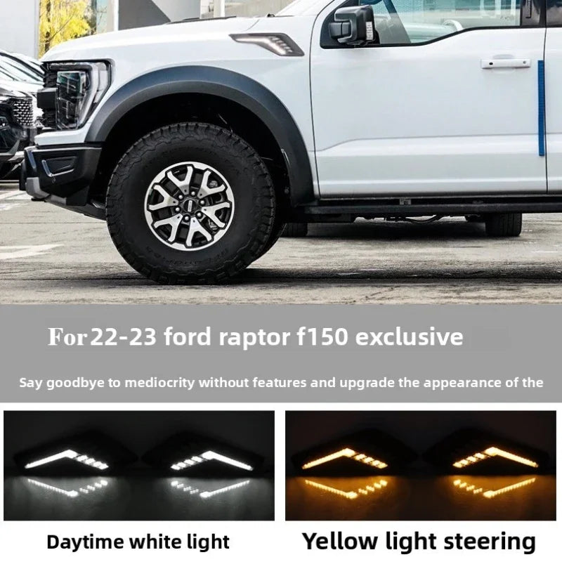 Car Wheel Eyebrow Light Led Front Fender Light DRL Daytime Running Lamp Dynamic Turn Signal For Ford Raptor F150 F-150 2022-2024 — view 2