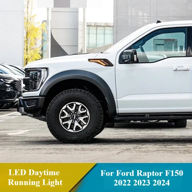 Car Wheel Eyebrow Light Led Front Fender Light DRL Daytime Running Lamp Dynamic Turn Signal For Ford Raptor F150 F-150 2022-2024 — view 3