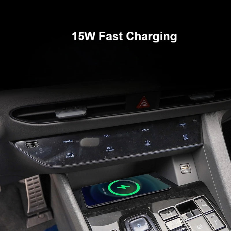 Car Wireless Charger For Hyundai Sonata 2020-2022 Center Console 15W Fast Charging Pad Mobile Phone Holder Interior Accessories — view 3