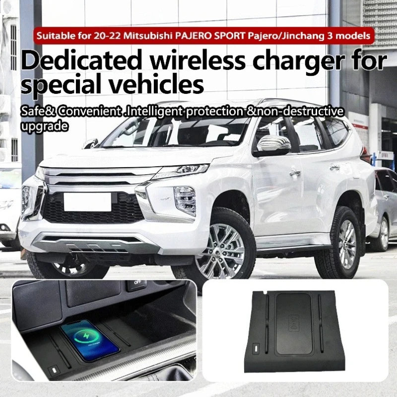 Car Wireless Charger Mobile Phone Holder Intelligent System Fast Charging Pad For Mitsubishi Pajero Sport / Jinchang 3 2020-2022 — view 1