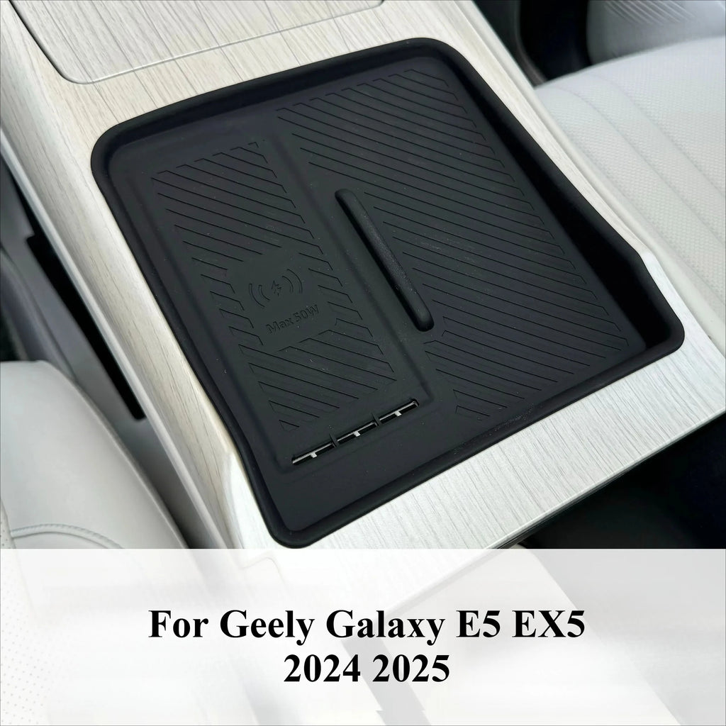 Center Console Wireless Charging Silicone Pad Phone Charger Protector Dustproof Anti-slip Mat For Geely Galaxy E5 EX5 2024 2025 — view 1