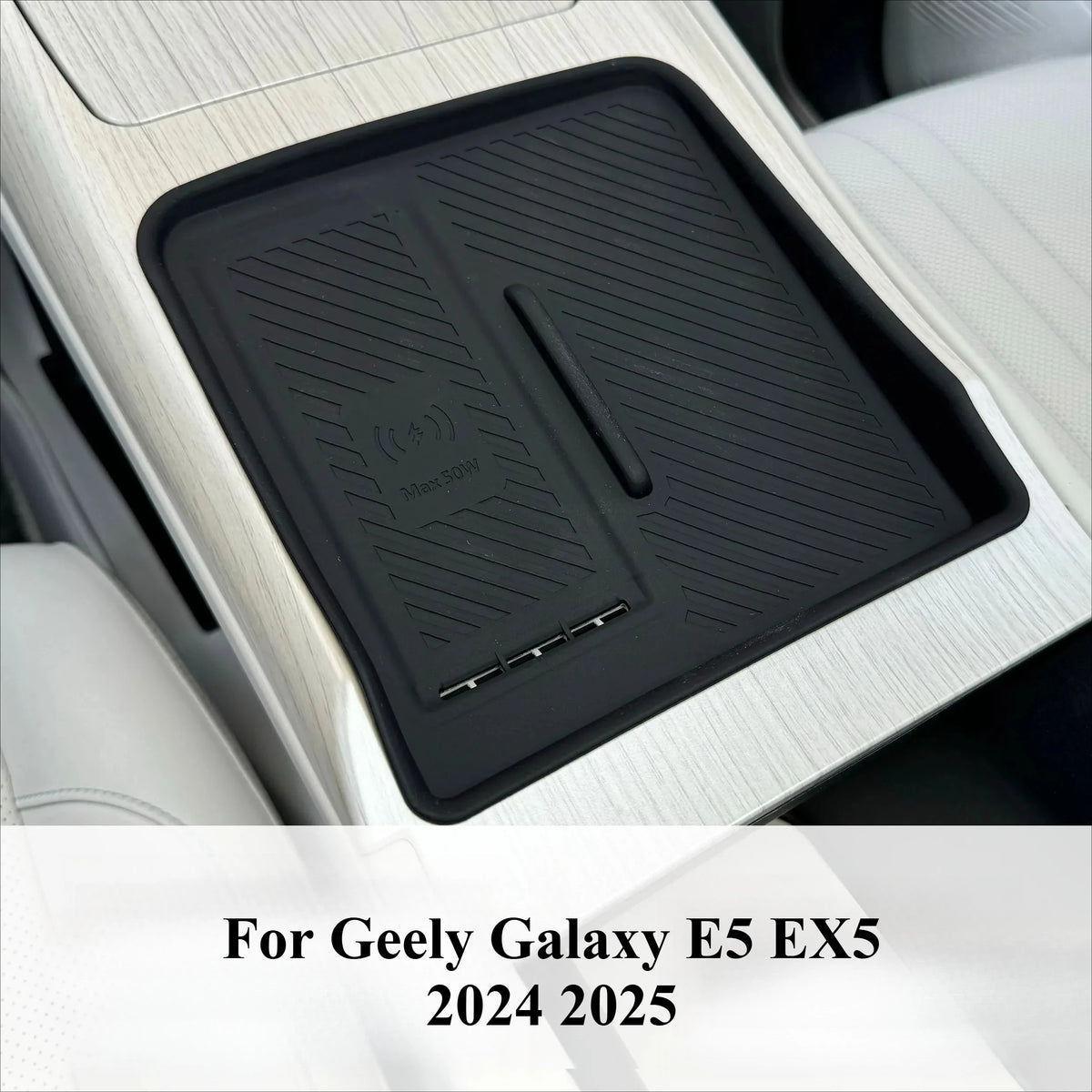 Center Console Wireless Charging Silicone Pad Phone Charger Protector Dustproof Anti-slip Mat For Geely Galaxy E5 EX5 2024 2025 — view 1