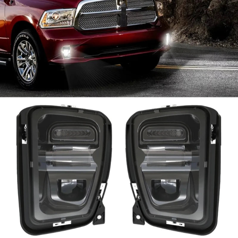 DOT LED Fog Light Assembly IP67 Waterproof Front Bumper Driving Lamp for Dodge Ram 1500 2013-2018 Lighting System Accessories — view 1