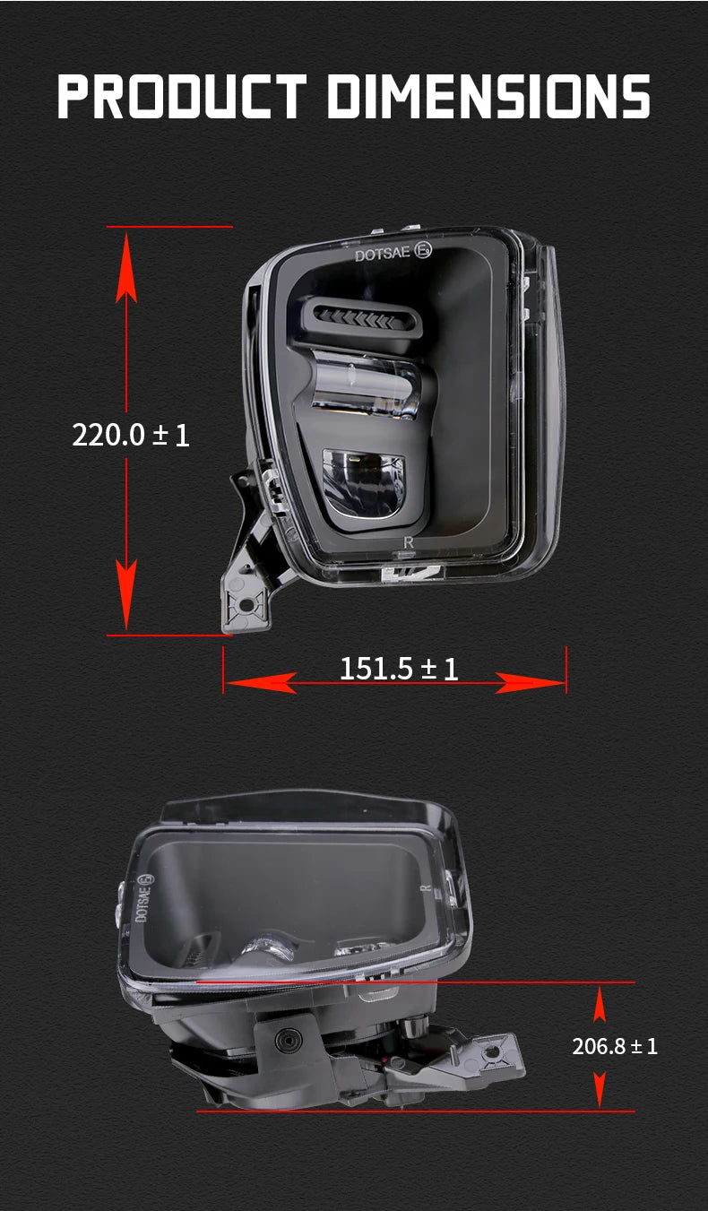 DOT LED Fog Light Assembly IP67 Waterproof Front Bumper Driving Lamp for Dodge Ram 1500 2013-2018 Lighting System Accessories — view 2