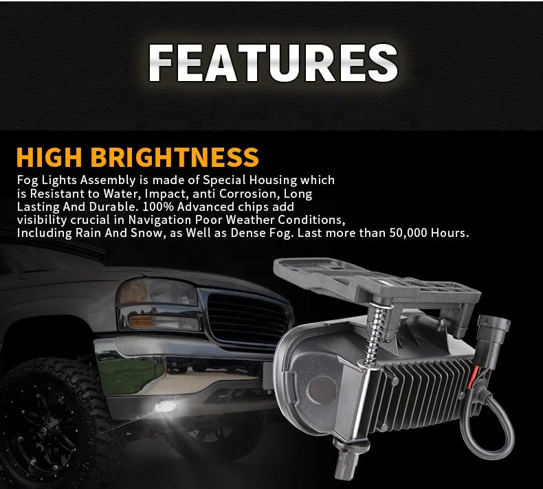 DOT SAE Led Fog Light for GMC Yukon 2001-2006 Sierra 1500HD 2500 High Brightness Front Passing Lamp Plug and Play Waterproof — view 2