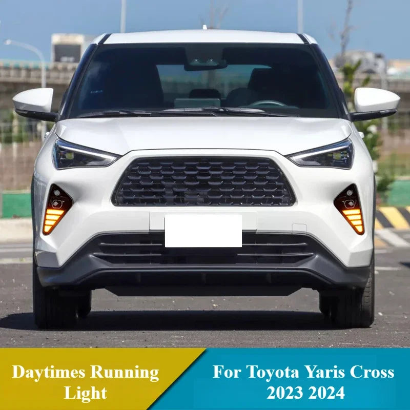 DRL Car LED Daytime Running Light Wtih Dynamic Yellow Turn Signal Driving Lamps 12V Daylights for Toyota Yaris 2023 2024 — view 4