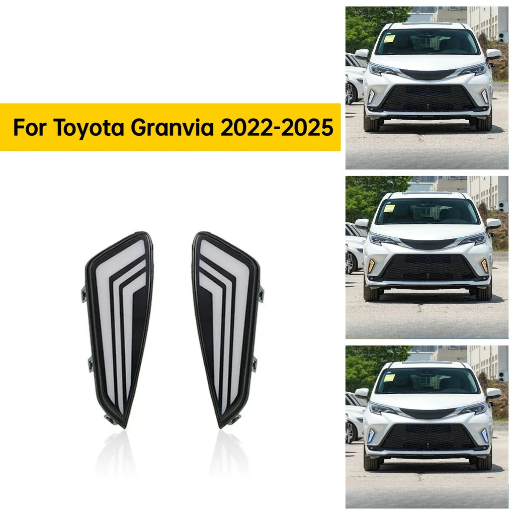 DRL Car Led Daytime Running Lights For Toyota Granvia 2022-2025 Dynamic Turn Signal DRL Front Fog Lamp 12V Daylights Night Blue — view 2