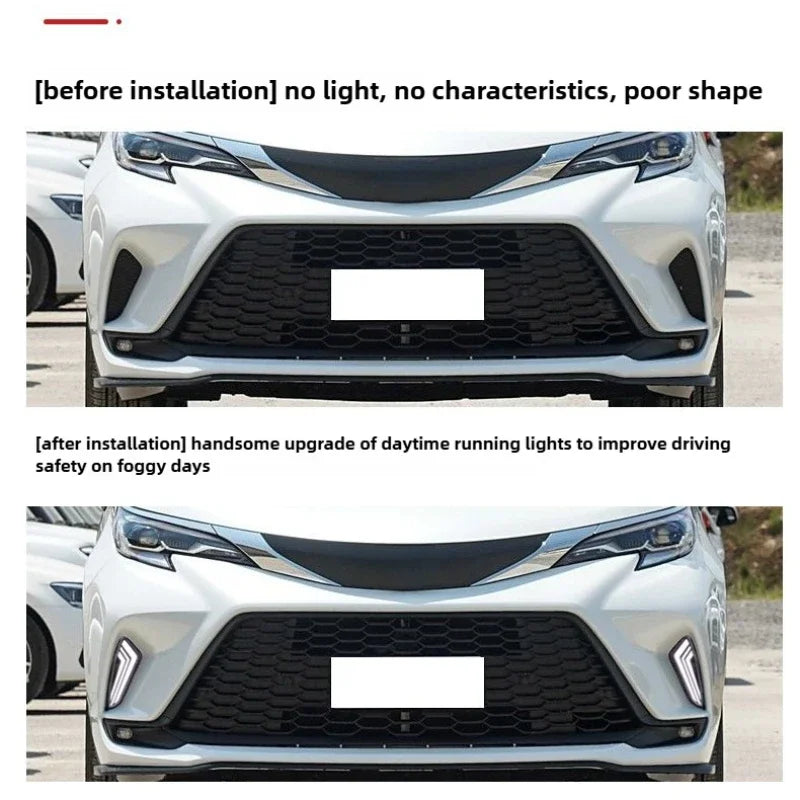 DRL Car Led Daytime Running Lights For Toyota Granvia 2022-2025 Dynamic Turn Signal DRL Front Fog Lamp 12V Daylights Night Blue — view 6
