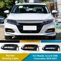 DRL For Honda Accord 10th Generation 2018 2019 Car LED Daytime Running Lights Dynamic Turn Signal Front Fog Lights 12V Daylight — view 1