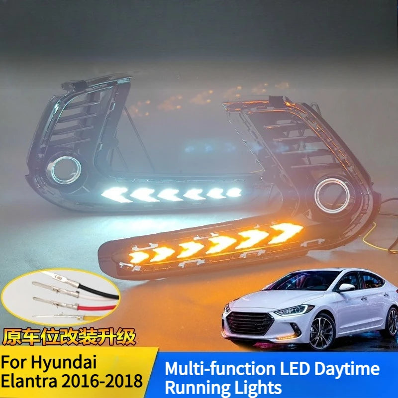DRL For Hyundai Elantra 2016-2018 Car LED Daytime Running Light Driving Yellow Turn Signal Decorative Lamp Car Accessories — view 2