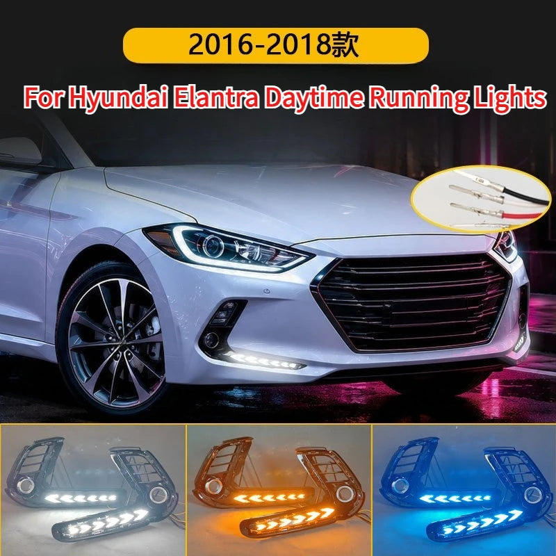 DRL For Hyundai Elantra 2016-2018 Car LED Daytime Running Light Driving Yellow Turn Signal Decorative Lamp Car Accessories — view 3