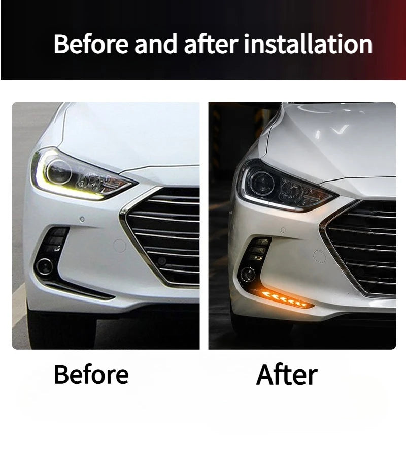 DRL For Hyundai Elantra 2016-2018 Car LED Daytime Running Light Driving Yellow Turn Signal Decorative Lamp Car Accessories — view 5
