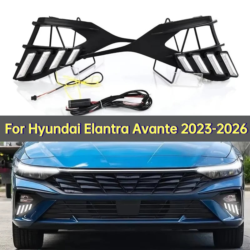 DRL For Hyundai Elantra Avante 2023-2026 Car Led Daytime Running Light Flowing Turn Signal Front Fog Light Modified Accessories — view 1