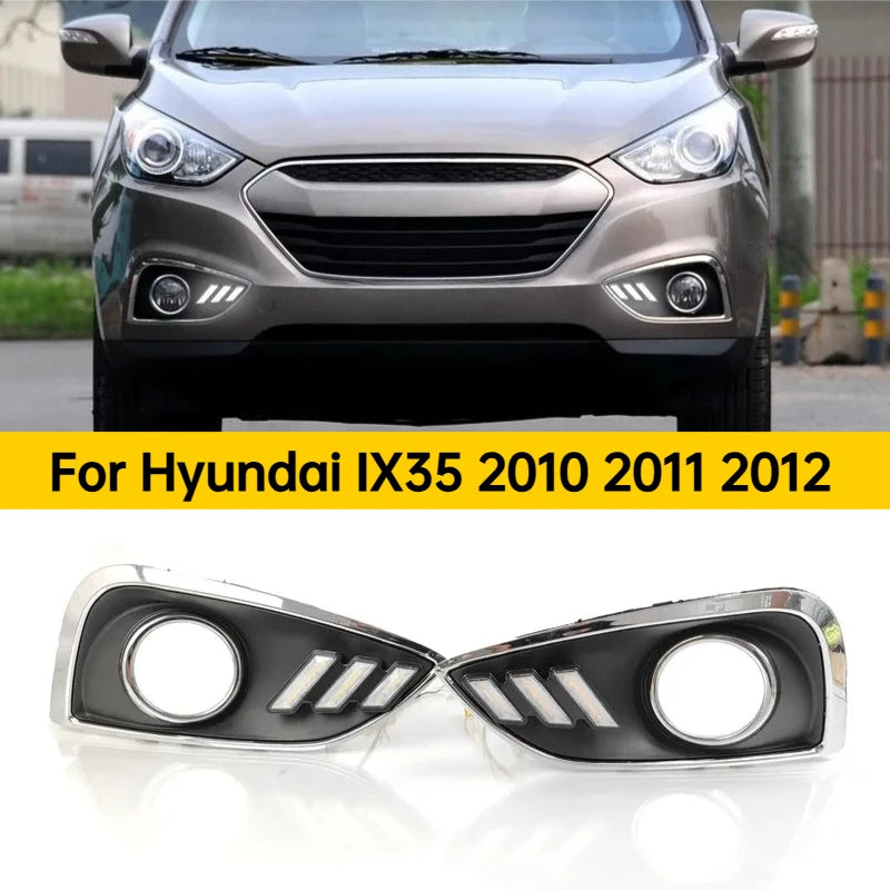 DRL For Hyundai IX35 2010 2011 2012 Car Led Daytime Running Light Front Fog Lamp Modification Dynamic Turn Signal Accessories — view 1