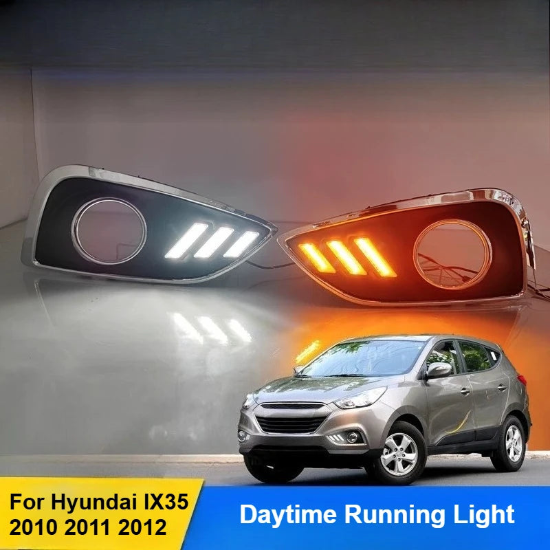 DRL For Hyundai IX35 2010 2011 2012 Car Led Daytime Running Light Front Fog Lamp Modification Dynamic Turn Signal Accessories — view 2
