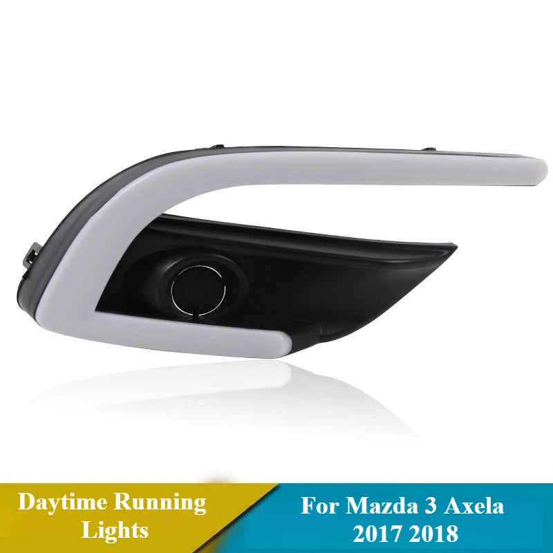 DRL for Mazda 3 Mazda3 Axela 2017 2018 Led Daytime Running Lights Front Fog Lamp Cover Headlight 12V Daylight with Turn Signal — view 5