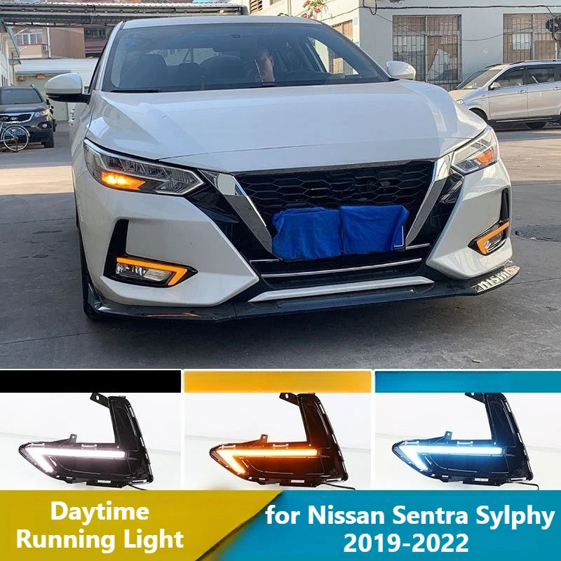 DRL for Nissan Sentra Sylphy 2019 2020 2021 2022 LED Daytime Running Light Dynamic Turn Signal 12V Daylights Fog Lamp Decoration — view 1