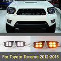 DRL For Toyota Tacoma 2012-2015 Four-eyes Types Car LED Daytime Running Lights with Yellow Turn Signal Lamp White Daylight — view 1