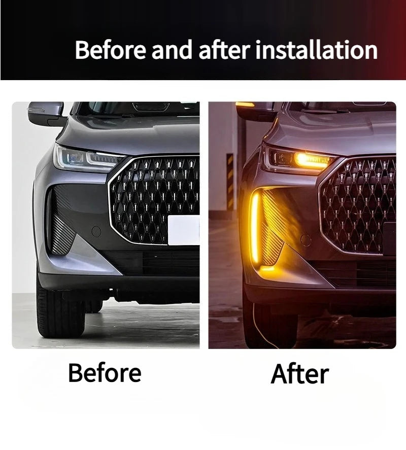 DRL LED Daytime Running Lights Upgrade Turn Signal Front Fog Lights Modification For Chery Tiggo 7 Pro / EBRO S700 2025 2026 — view 3