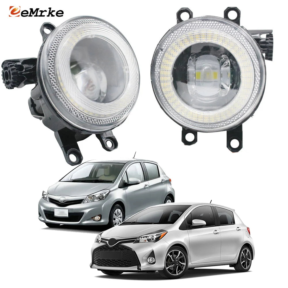 EEMRKE Super Bright LED Fog Light Lens Angel Eye DRL OEM Replace for Toyota Yaris Vitz XP13_ 2011 2012 2013 2014 2015 2016 2017 — view 1