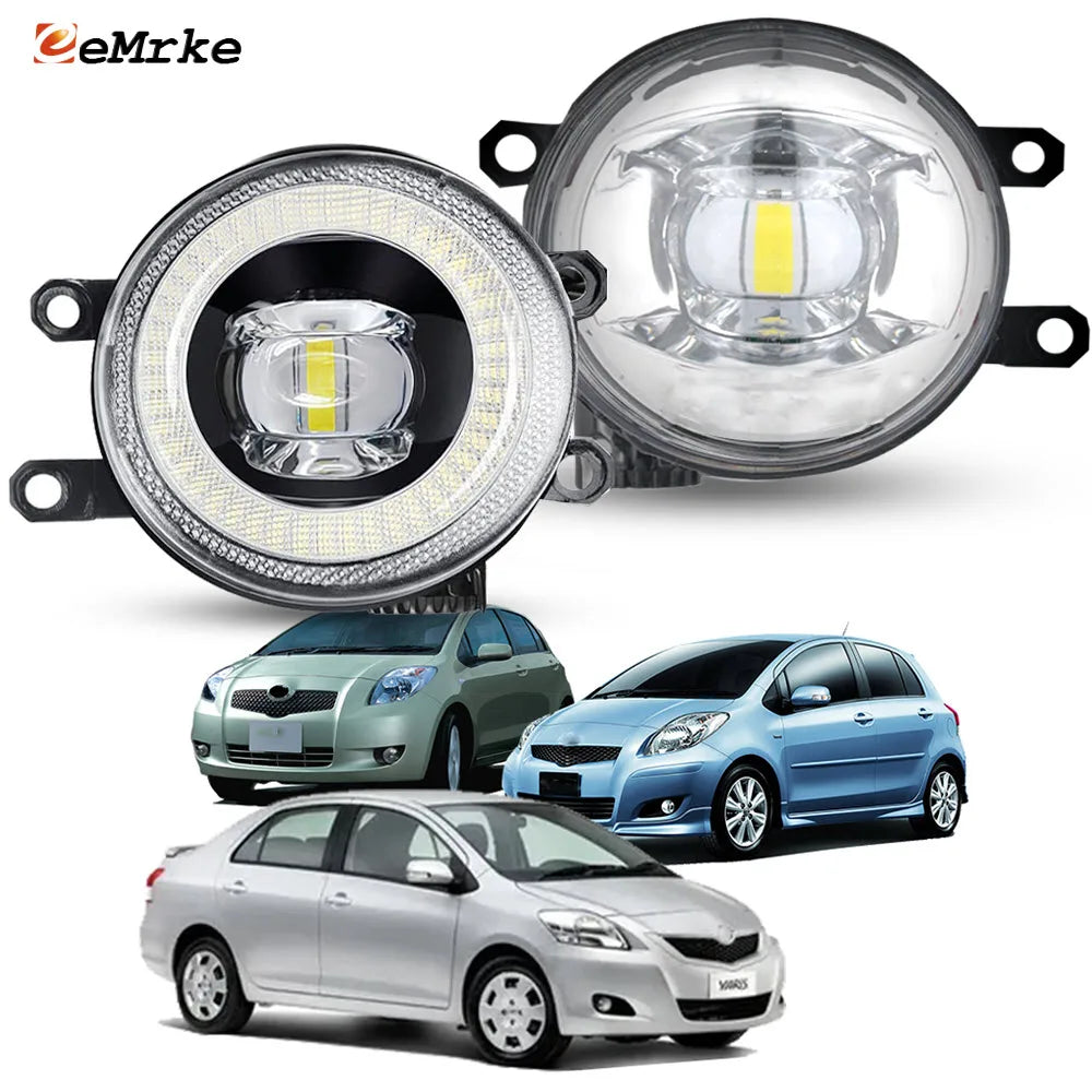 EEMRKE Super Bright LED Fog Light Lens With Angel Eye DRL Low Beam OEM Replacement for Toyota Yaris Belta Vitz XP9_ 2006-2013 — view 1
