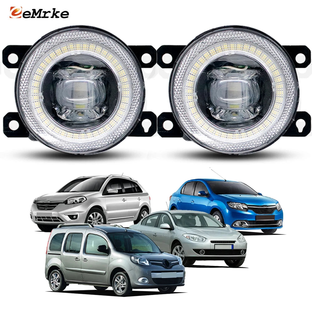 Exterior LED Fog Lights for Renault Fluence Samsung SM3 Kangoo 2008-2023 Koleos Logan Angel Eye Running Driving Lamp Accessories — view 1