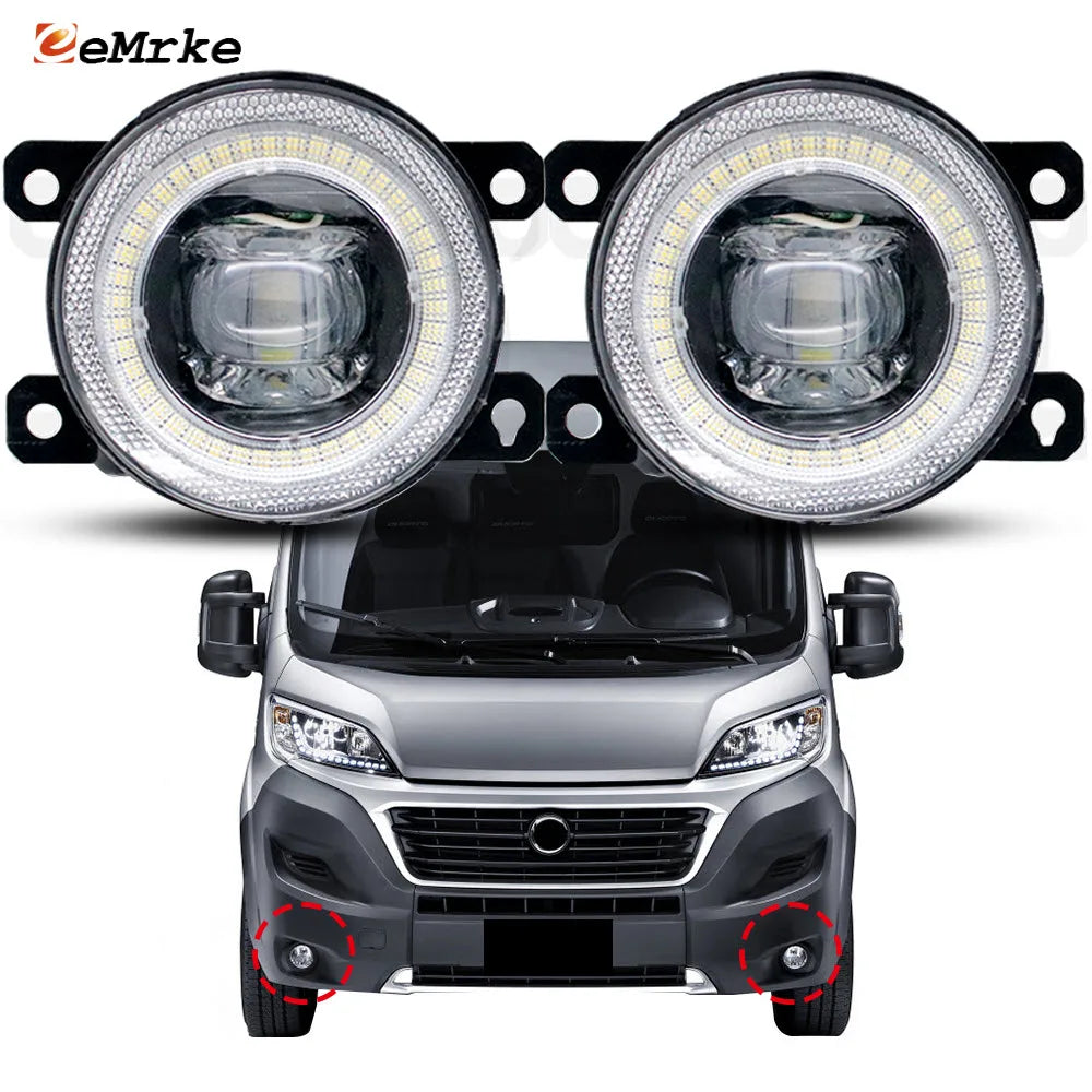 External LED Fog Lights For Citroen Jumper / Relay / Fiat Ducato / Peugeot Boxer 2014-2025 DRL Angel Eyes Aperture Accessories — view 1