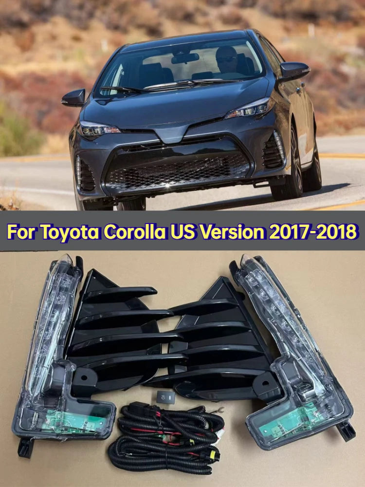 Fog Light Assembly For Toyota Corolla US Version 2017-2018 Car LED Daytime Running Light DRL Front Fog Lamp Cover Modification — view 1
