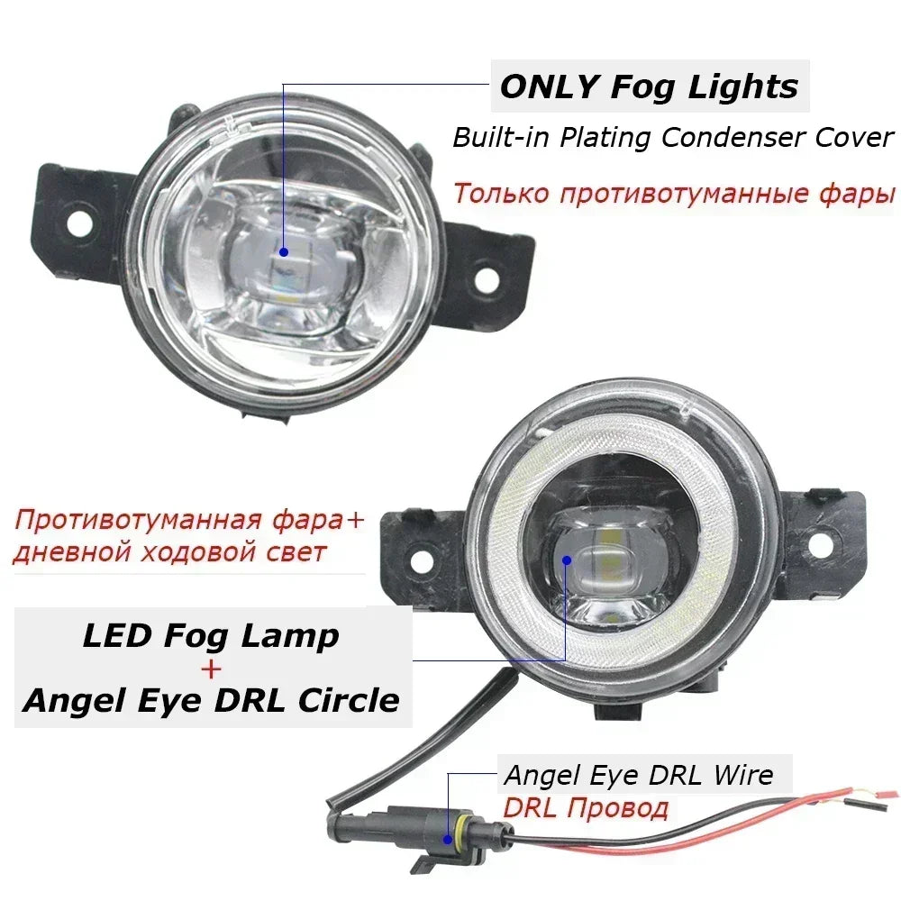 Fog Lights Assembly for Nissan Note E12 / Versa Note 2013 2014 2015 2016 PTF with Clear Lens Angel Eye DRL Car Fog Lamp 30W — view 2