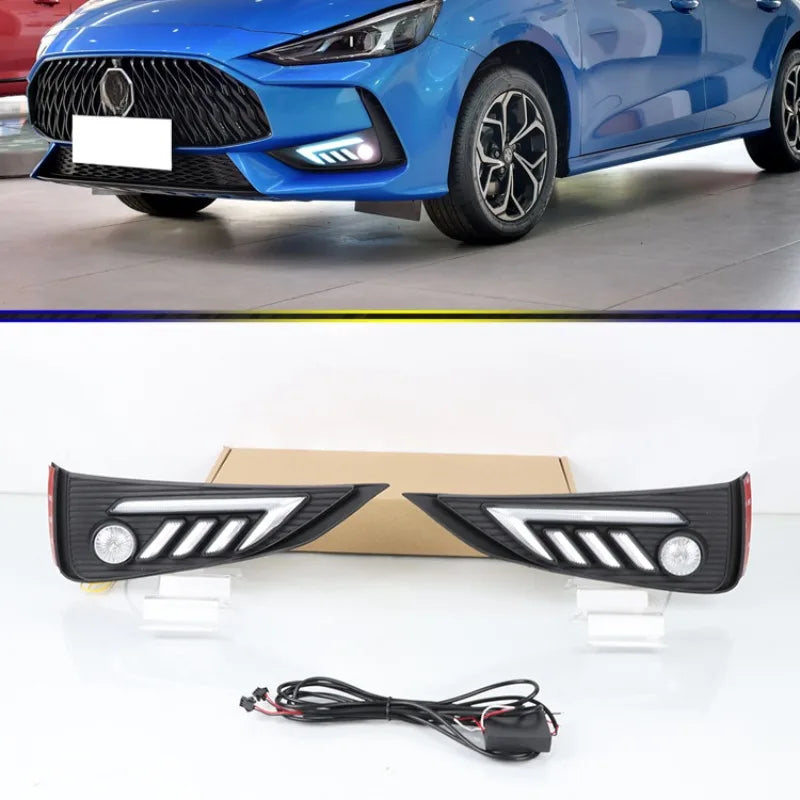 For 2021 MG MG5 1 Pair Car Led Day Running Lights Modified Streaming Light Steering Front Fog Lamp Assembly Night Blue Lights — view 1