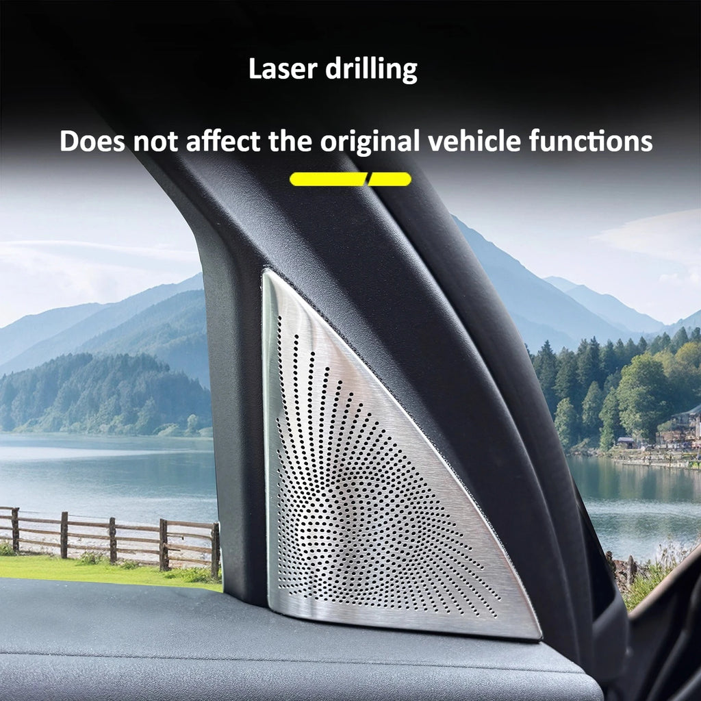 for AITO 8 M8 2025 Car Front Window A-pillar Triangle Speaker Protective Patch Stainless Steel Cover Trim Interior Accessories — view 1