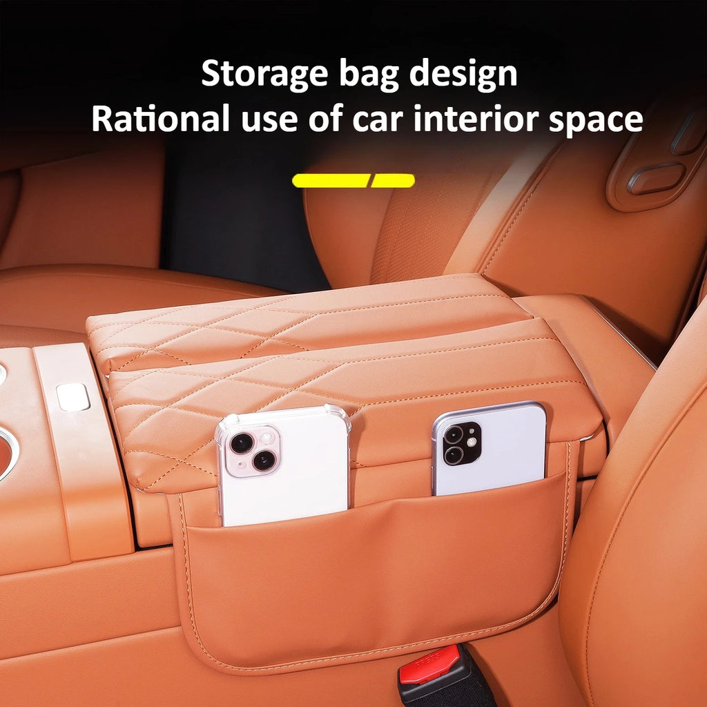 For AITO 8 M8 Car Center Console Armrest Box Protective Pad Leather Heightening Pad Cushion w/ Storage Bag Protector Accessories — view 1