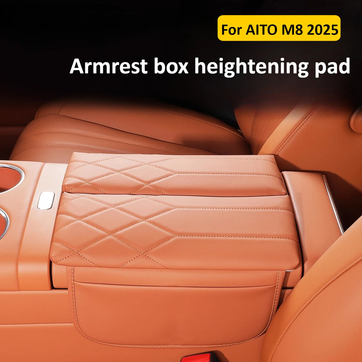 For AITO 8 M8 Car Center Console Armrest Box Protective Pad Leather Heightening Pad Cushion w/ Storage Bag Protector Accessories — view 2
