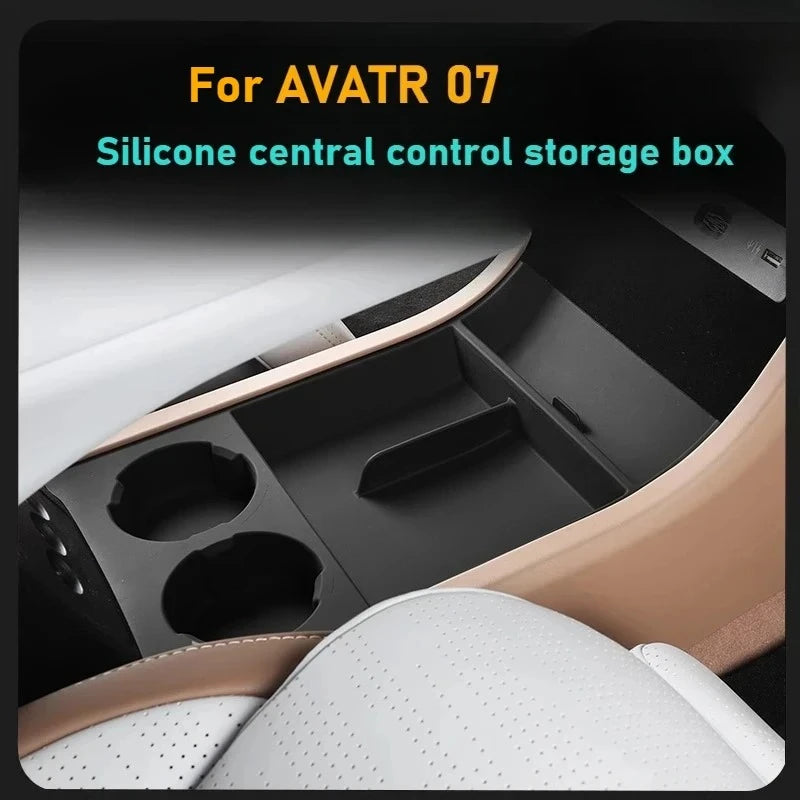 For AVATR 07 Car Central Control Lower Storage Box Silicone Partition Storage Water Cup Holder Car Interior Organizer Box Tray — view 1