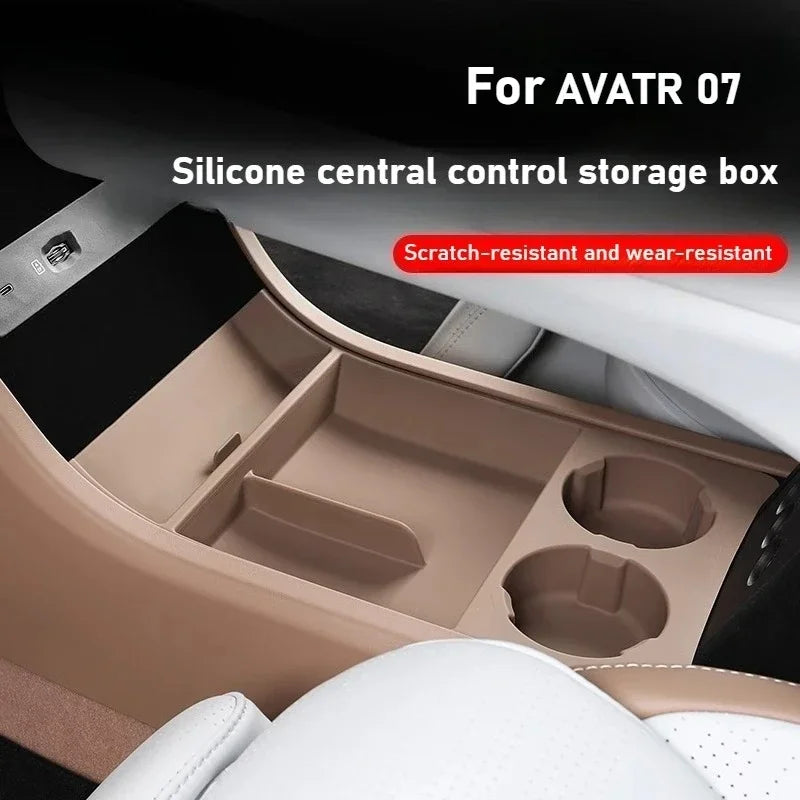 For AVATR 07 Car Central Control Lower Storage Box Silicone Partition Storage Water Cup Holder Car Interior Organizer Box Tray — view 2
