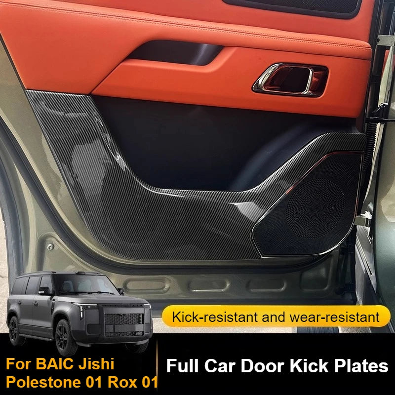 For BAIC Jishi Polestone 01 Rox 01 2023-2025 Car Doors Anti-kick Pad Protective Cover ABS Carbon Fiber Anti-collision Cover — view 2