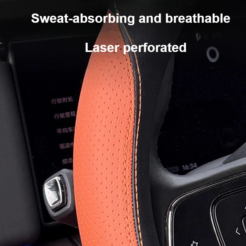 For BAIC Polestone 01 Rox 01 2023-2025 Car Steering Wheel Cover Non-slip Soft Leather Car Handle Grips Protective Pad Accessory — view 4