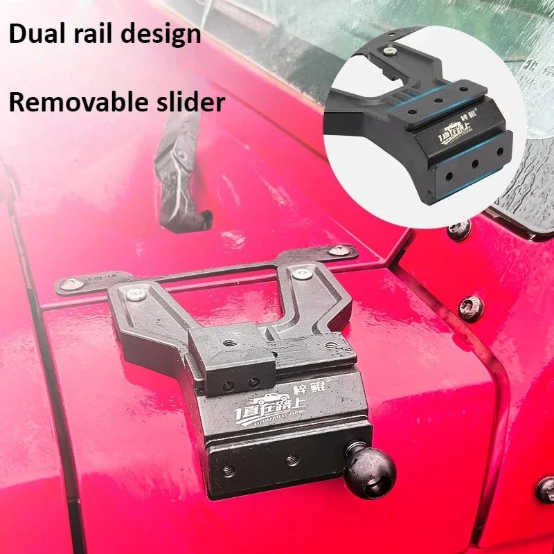 For Beijing BJ40 Car A Pillar Led Spotlight Bracket Front Engine Hood Quick Release Dual Guide Rail Expansion Stand Lamp Holder — view 3