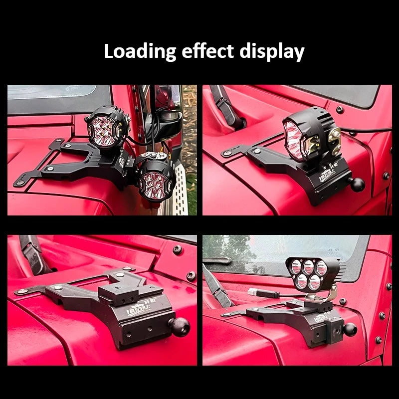 For Beijing BJ40 Car A Pillar Led Spotlight Bracket Front Engine Hood Quick Release Dual Guide Rail Expansion Stand Lamp Holder — view 4