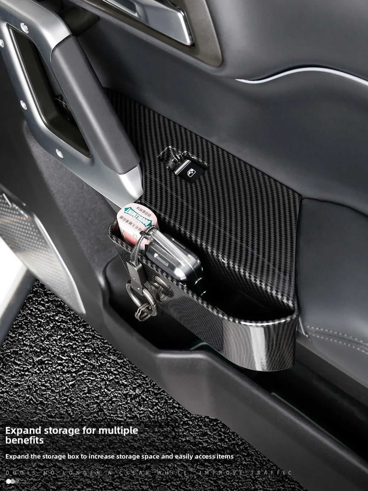 For BJ BAIC 212 T01 2025 2026 Car Door Window Lift Panel Storage Box ABS Carbon Fiber Protective Cover Car Interior Accessories — view 4