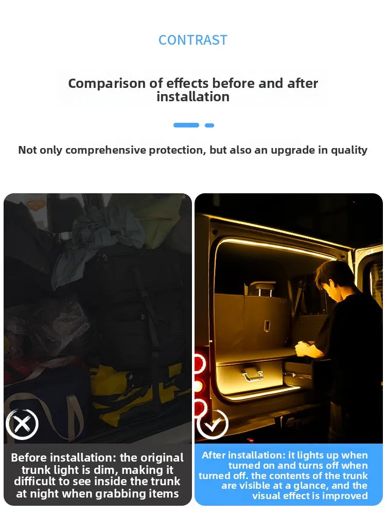 For BJ BAIC 212 T01 / EMC 212 Car Trunk Lighting Led Ambient Light Outdoor Camping Tail Box Decorative Lamps Strips Accessories — view 2