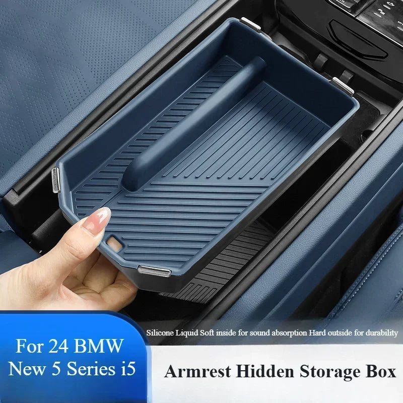 For BMW 5 Series I5 G60 LHD 2024-2025 Car Central Armrest Box Storage Boxes Container Holder Tray Auto Center Console Organizer — view 2