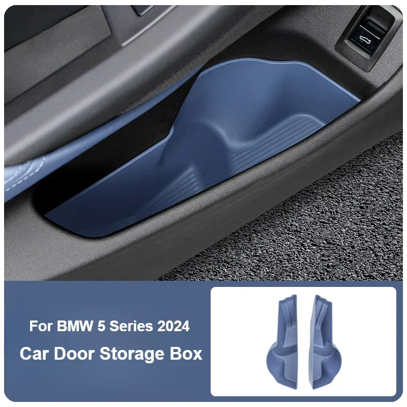 For BMW Series 5 G60 I5 2024 TPE Front Door Storage Box Car Inner Door Organizer Tray Water Cup Holder Auto Interior Accessories — view 2