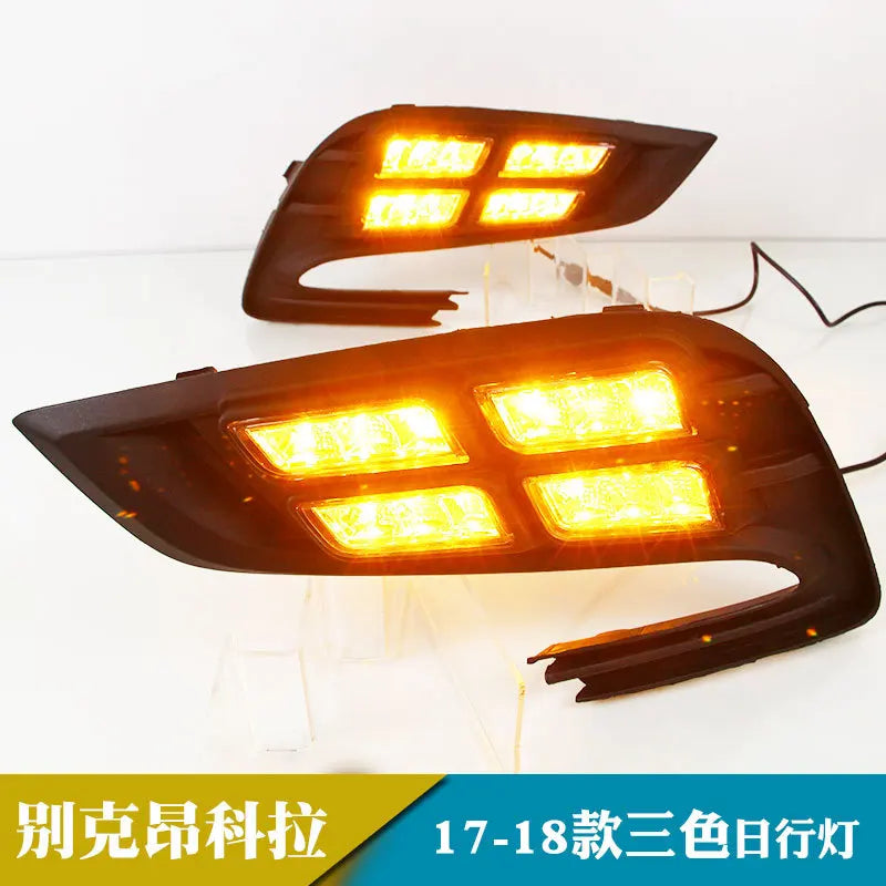 for Buick Encore 2017-2018 Car Daytime Running Lights Yellow Turn Signal Four-eye Front Fog Lamp Modification 12V Daylights — view 6