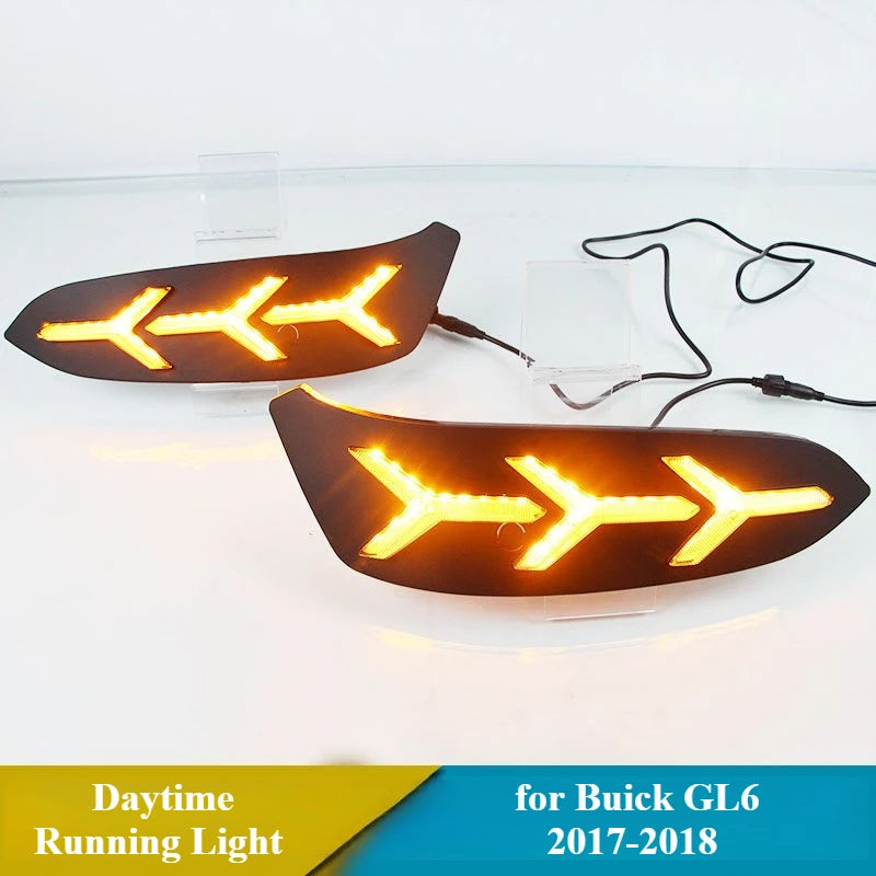 for Buick GL6 2017-2018 2Pcs Car Led Daytime Running Light Yellow Streamer Steering DRL Front Bumper Fog Lamp 12V Daylights — view 4