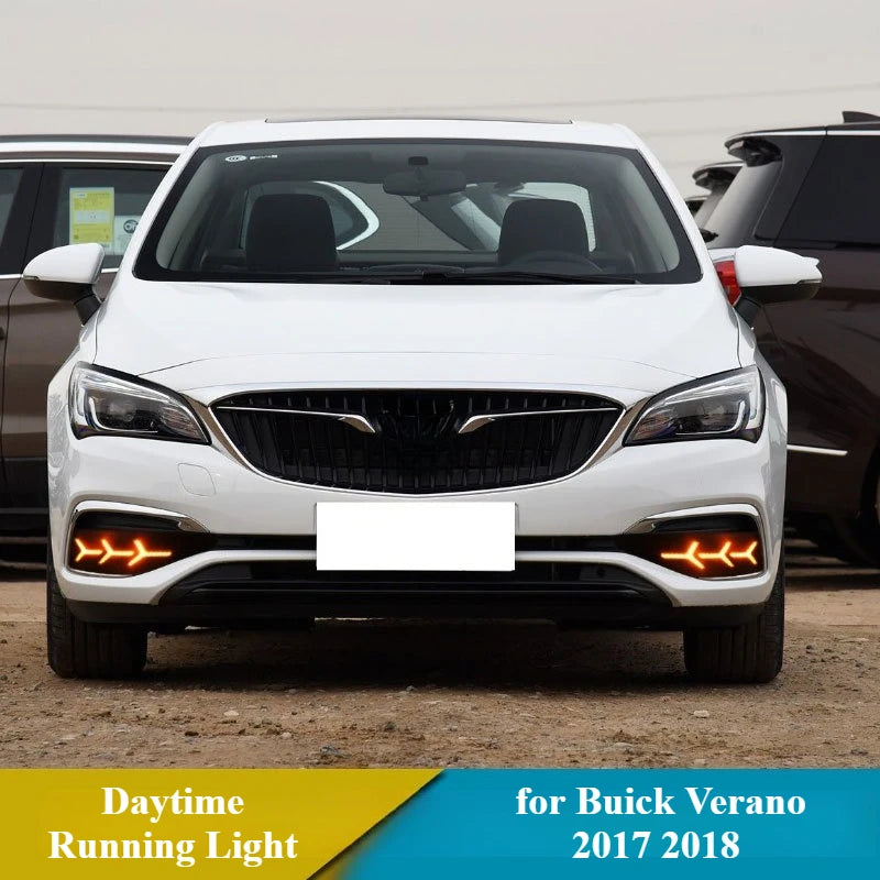 for Buick Verano 2017 2018 Car Led Daytime Running Lights Streamer Steering Modified DRL Front Bumper Fog Lamp 12V Daylights — view 2