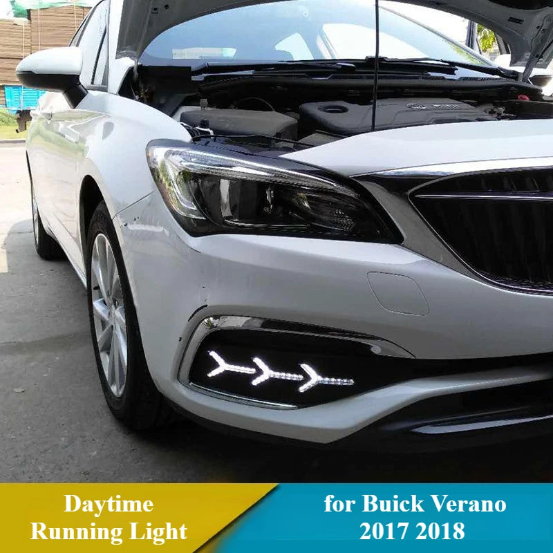 for Buick Verano 2017 2018 Car Led Daytime Running Lights Streamer Steering Modified DRL Front Bumper Fog Lamp 12V Daylights — view 3